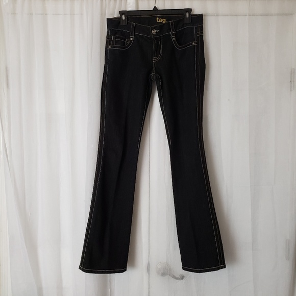 tagjeans Denim - Dark Black Boot Cut Denim Jeans Stretch